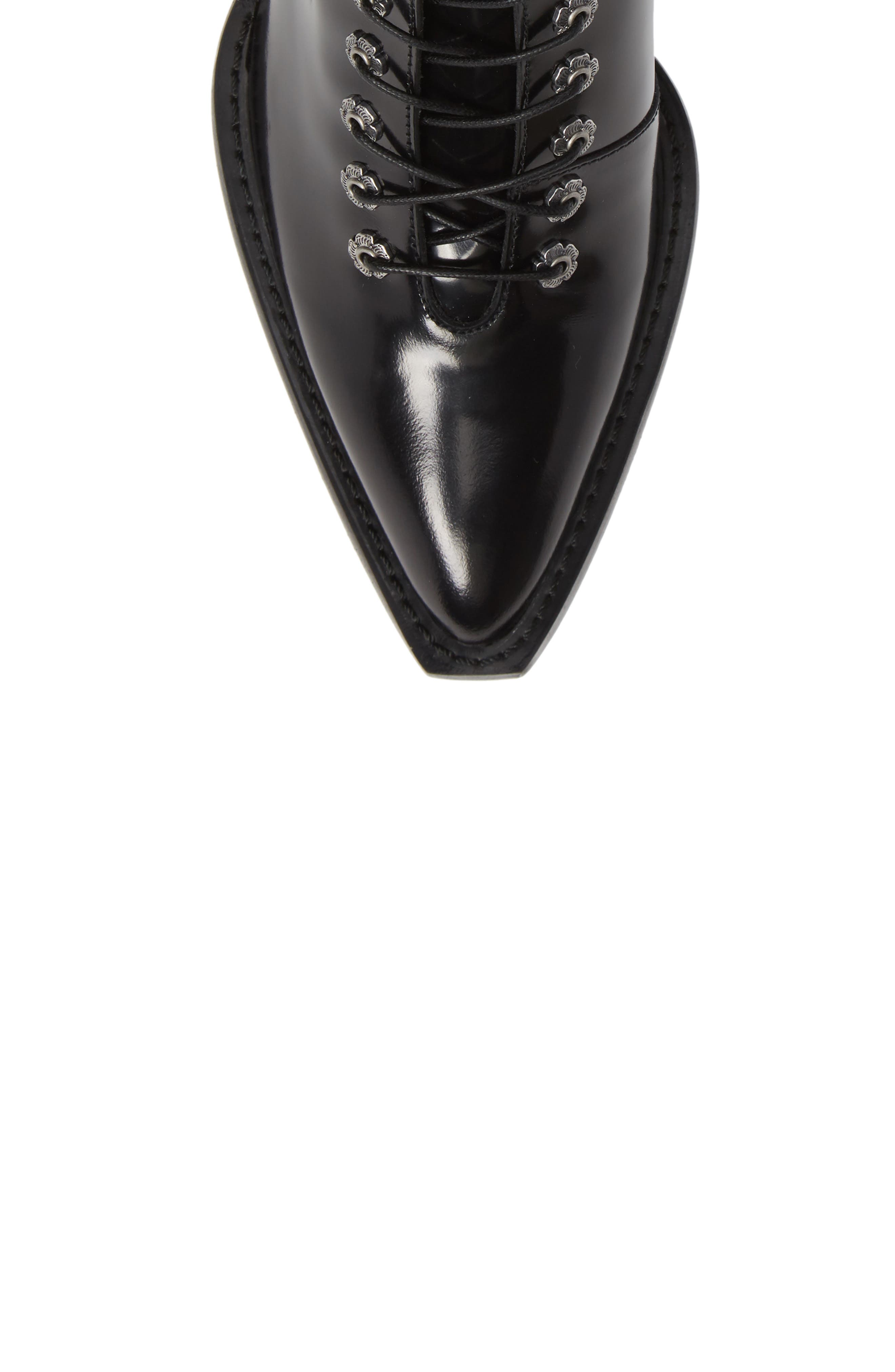 Lace-Up Bootie, Alternate, color, BLACK LEATHER