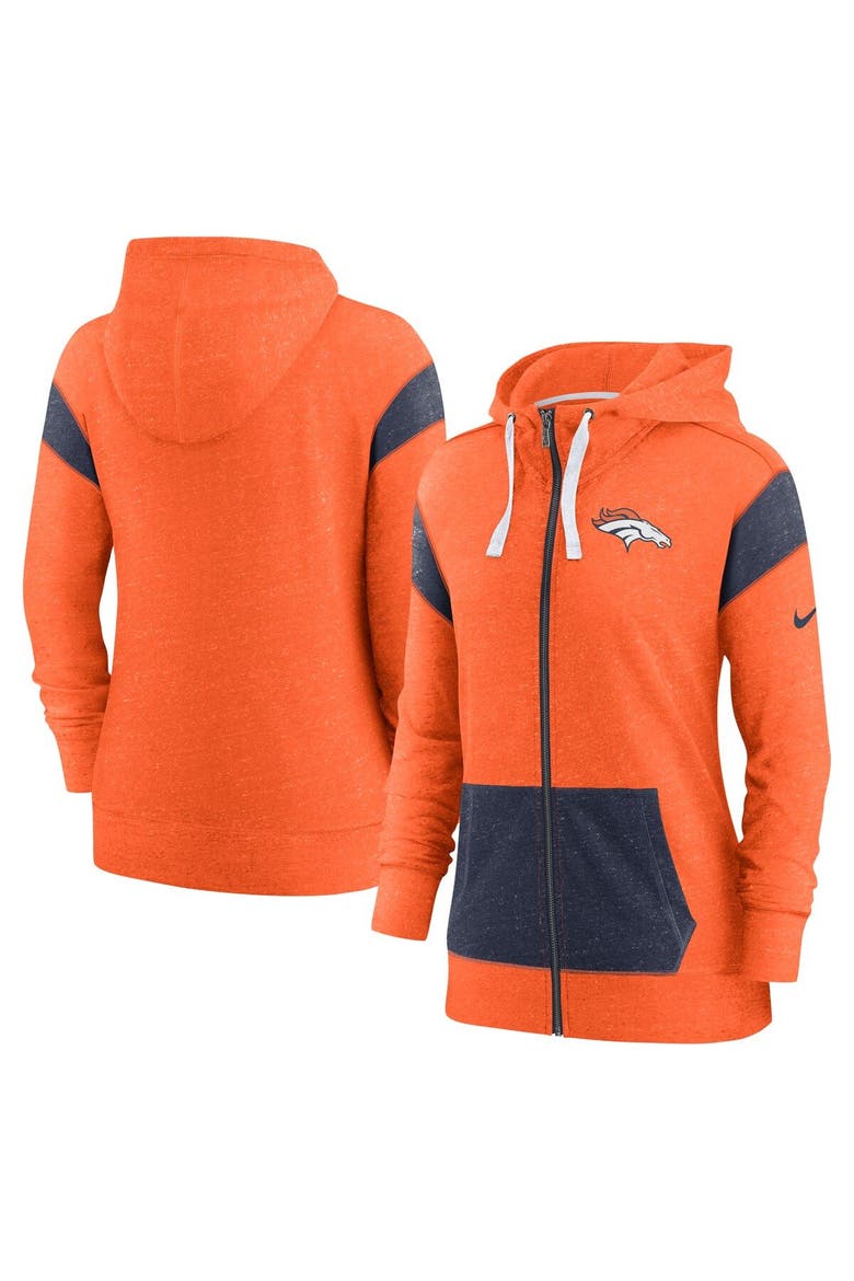 Women's Nike Orange/Navy Denver Broncos Monaco Lightweight Full-Zip Hoodie, Main, color, Orange