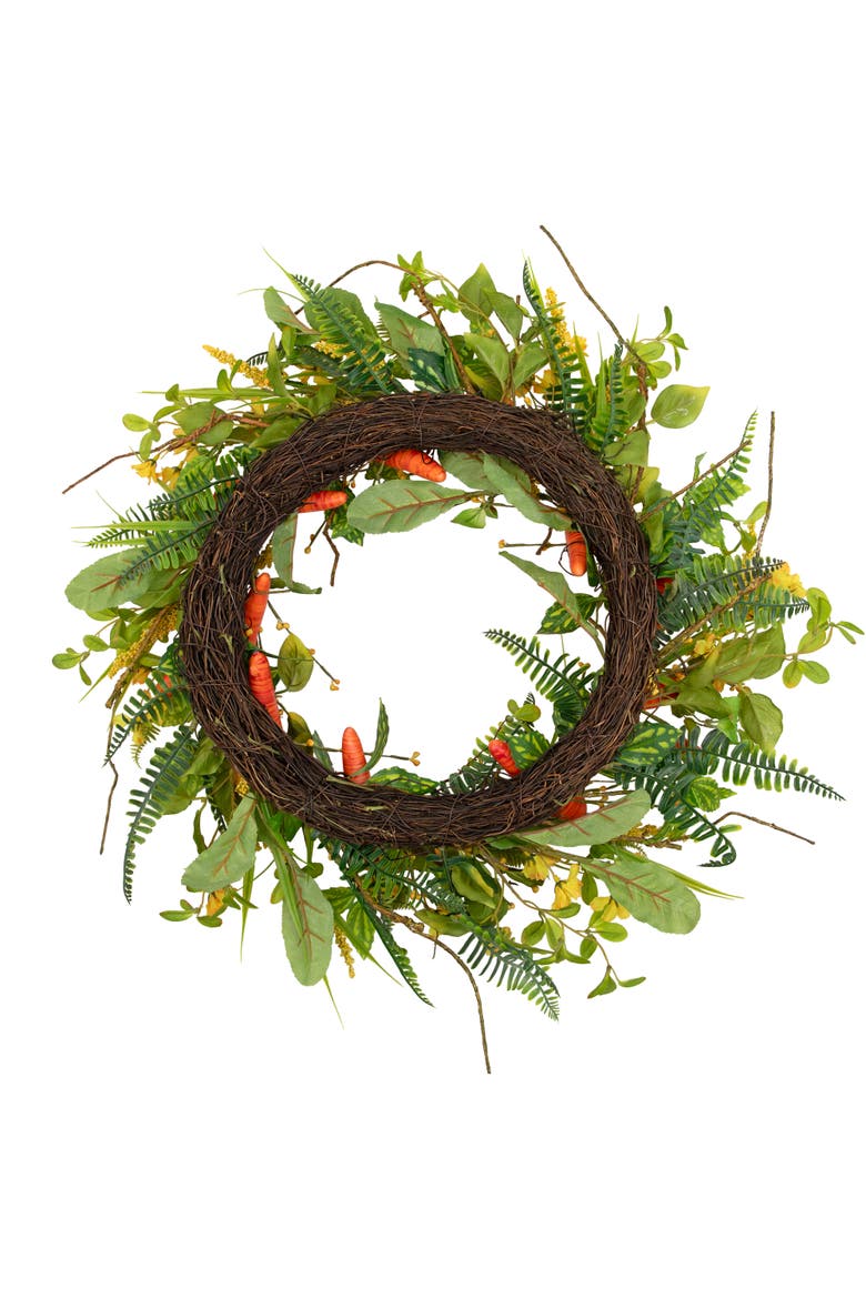 Floral Easter Artificial Wreath with Spring Carrots - 22", Alternate, color, Orange
