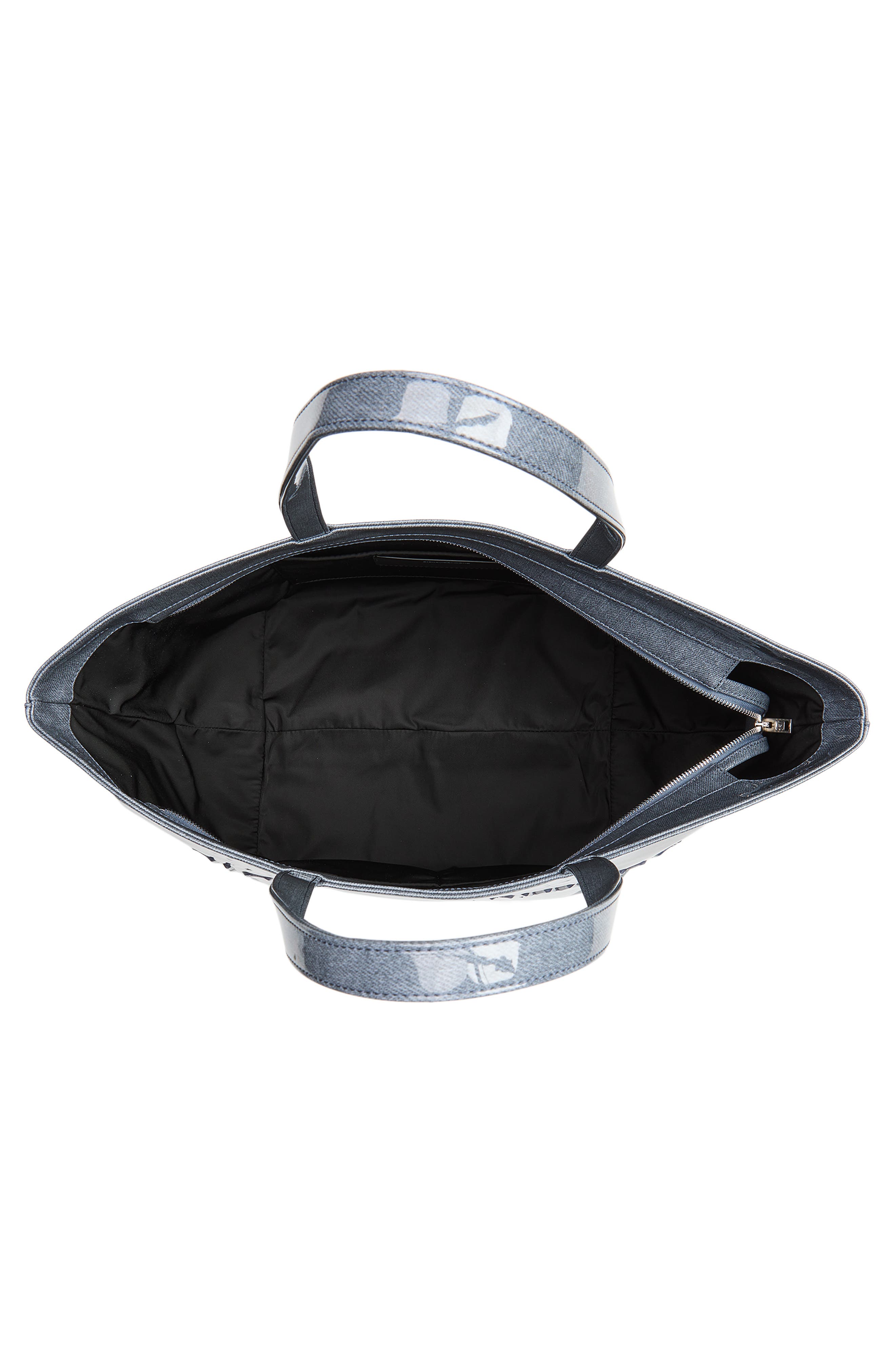 Alexander Wang Punch Lacquered Denim Tote Bag, Alternate, color, Navy