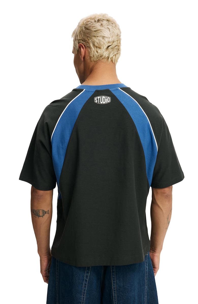 Cotton On Men's Cropped Fit Graphic T-Shirt, Alternate, color, Washed Black 2S Panelled