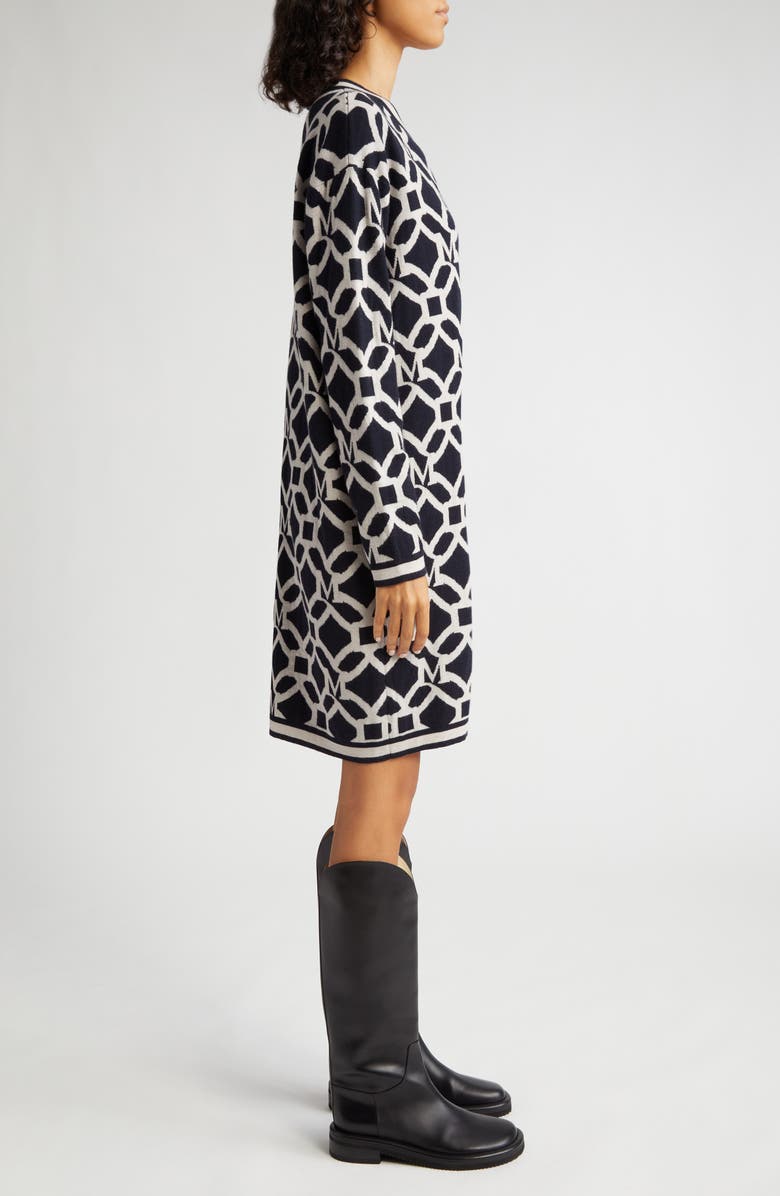 Max Mara Tolosa Logo Graphic Long Sleeve Wool 
Cashmere Sweater Dress, Alternate, color, 