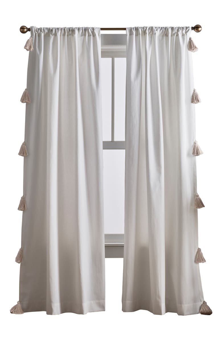 Peri Home Chunky Tassel Set of 2 Window Panels, Main, color, White W/ Linen Tassel