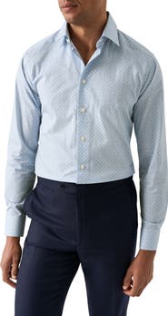 Eton Contemporary Fit Geometric Print Cotton Dress Shirt