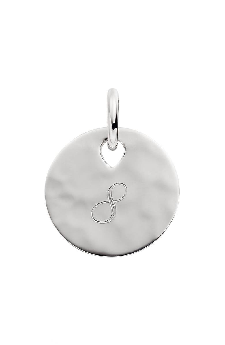 Monica Vinader Engravable Hammered Pendant Charm, Main, color, Silver