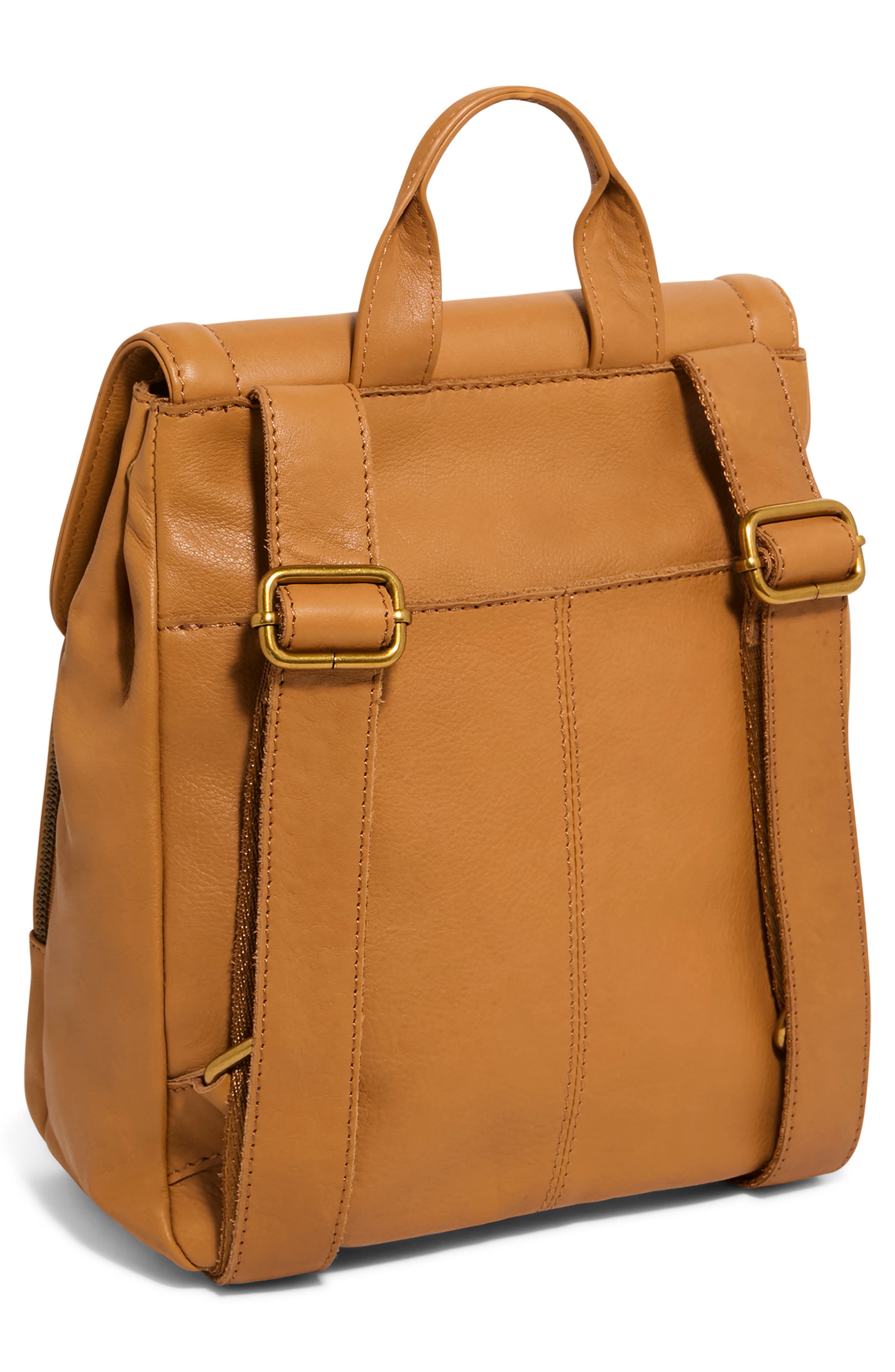 AMERICAN LEATHER CO. Marino Leather Backpack, Alternate, color, Cafe Latte