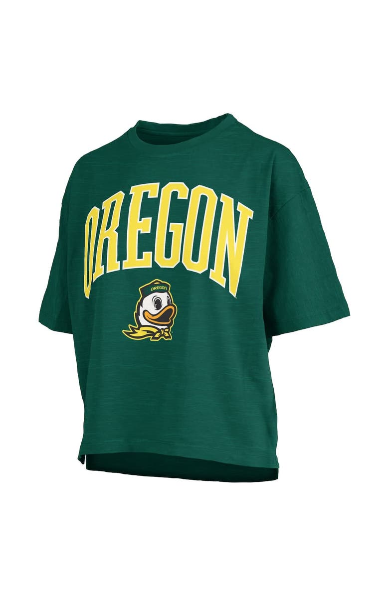 PRESSBOX Women's Pressbox Green Oregon Ducks Nelson Arch Over Logo Waist Length Oversized Slub T-Shirt, Alternate, color, Green