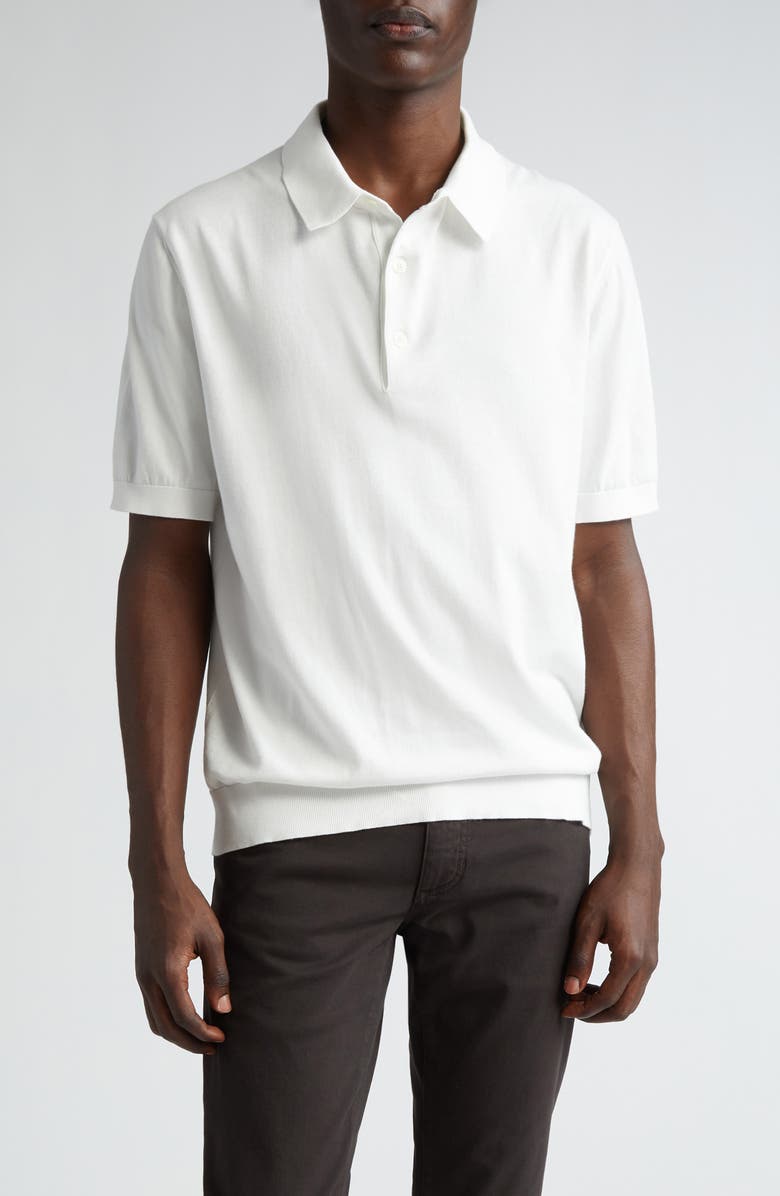 ZEGNA Premium Cotton Sweater Polo, Main, color, White