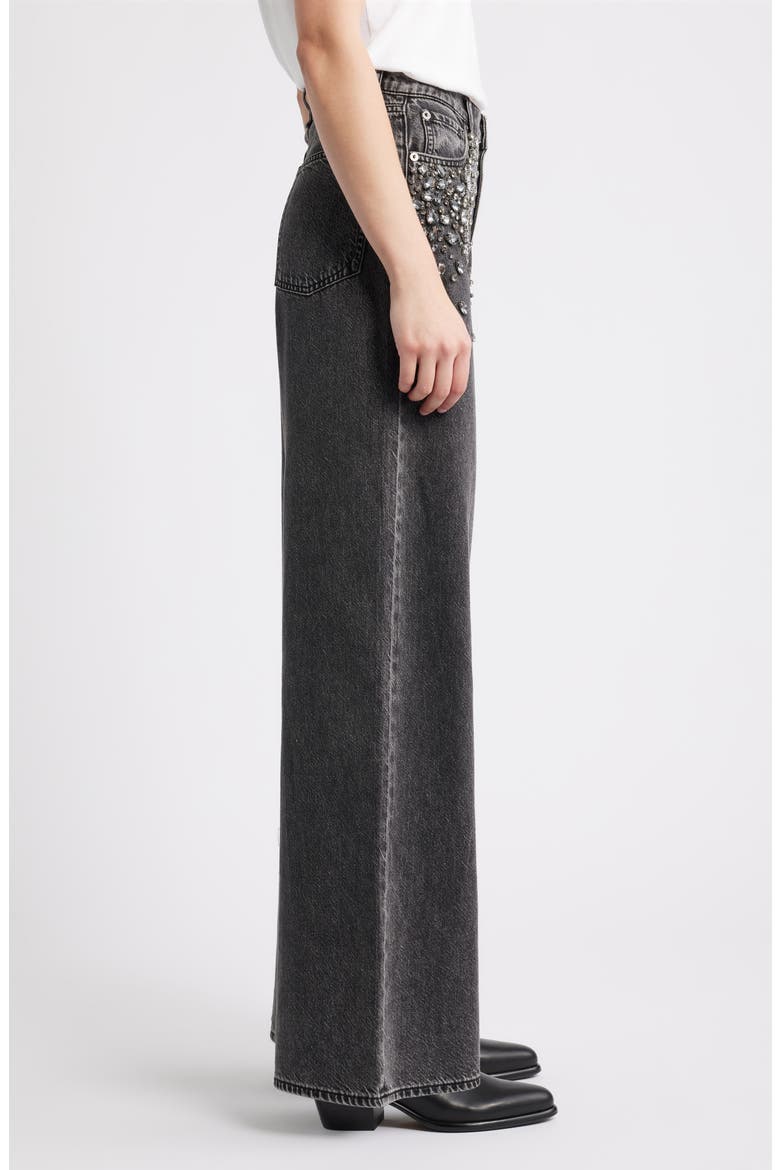 Featherweight Sofie Embellished High Waist Wide Leg Jeans, Alternate, color, JEWEL