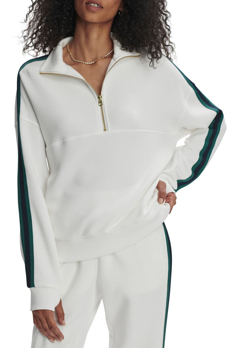 Raymar DoubleSoft® Half Zip Sweatshirt, Main, color, WHITE/ NAVY/ FOREST
