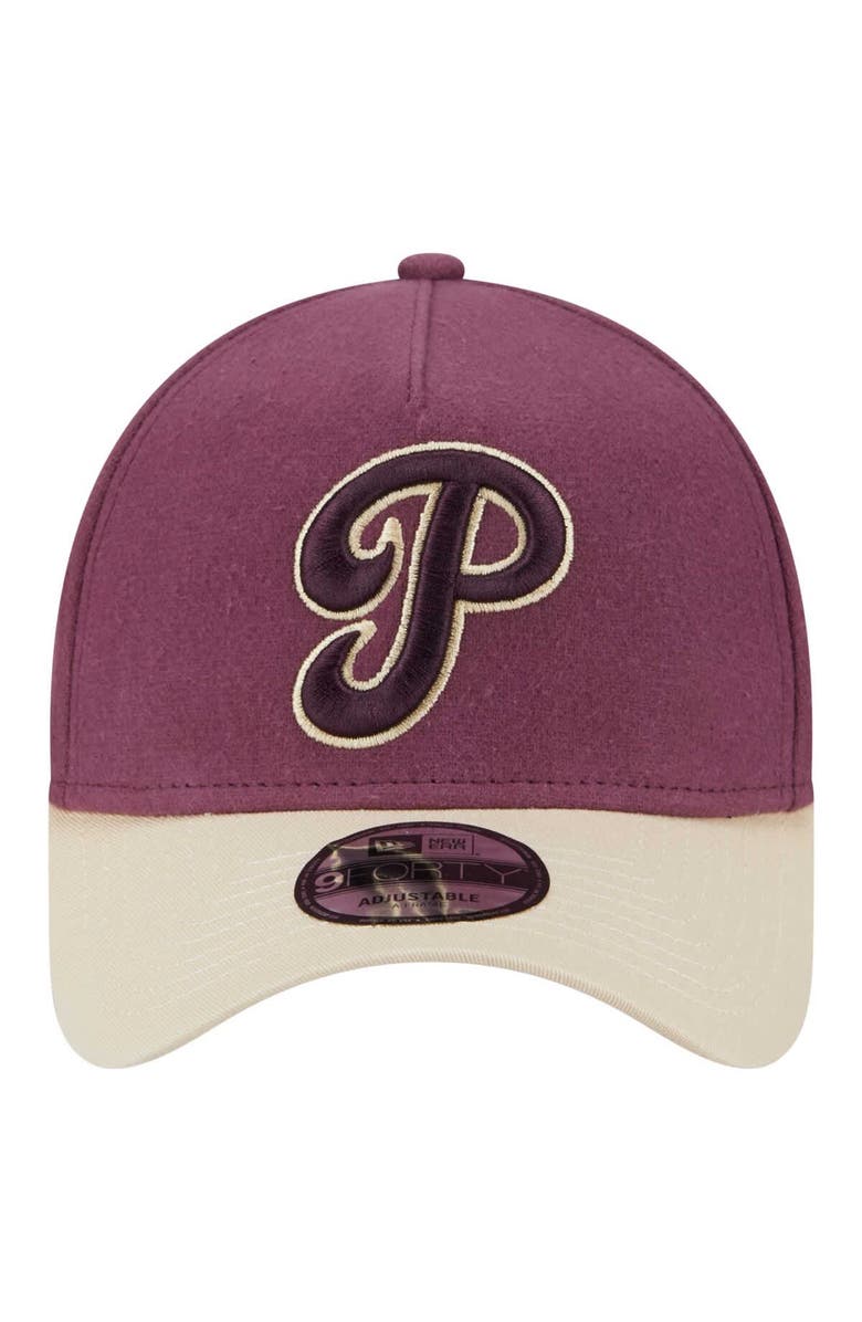 New Era Men's New Era Maroon Philadelphia Phillies  Moleskin A-Frame 9FORTY Adjustable Hat, Alternate, color, 