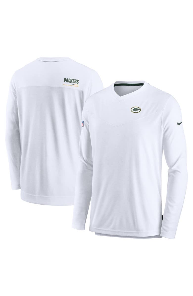 Nike Men's Nike White Green Bay Packers UV Coach Long Sleeve Top, Main, color, 