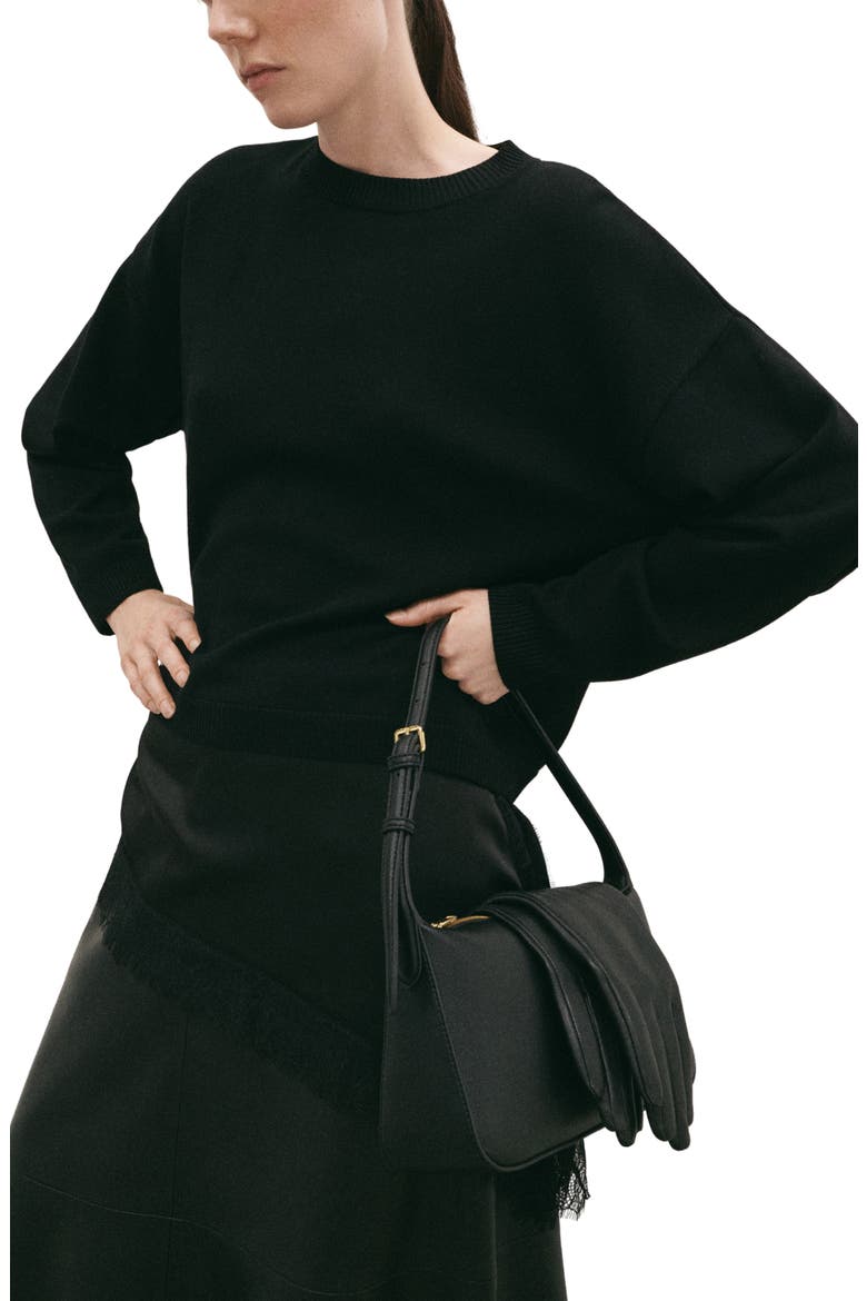 Mixed Media Sweater, Main, color, BLACK