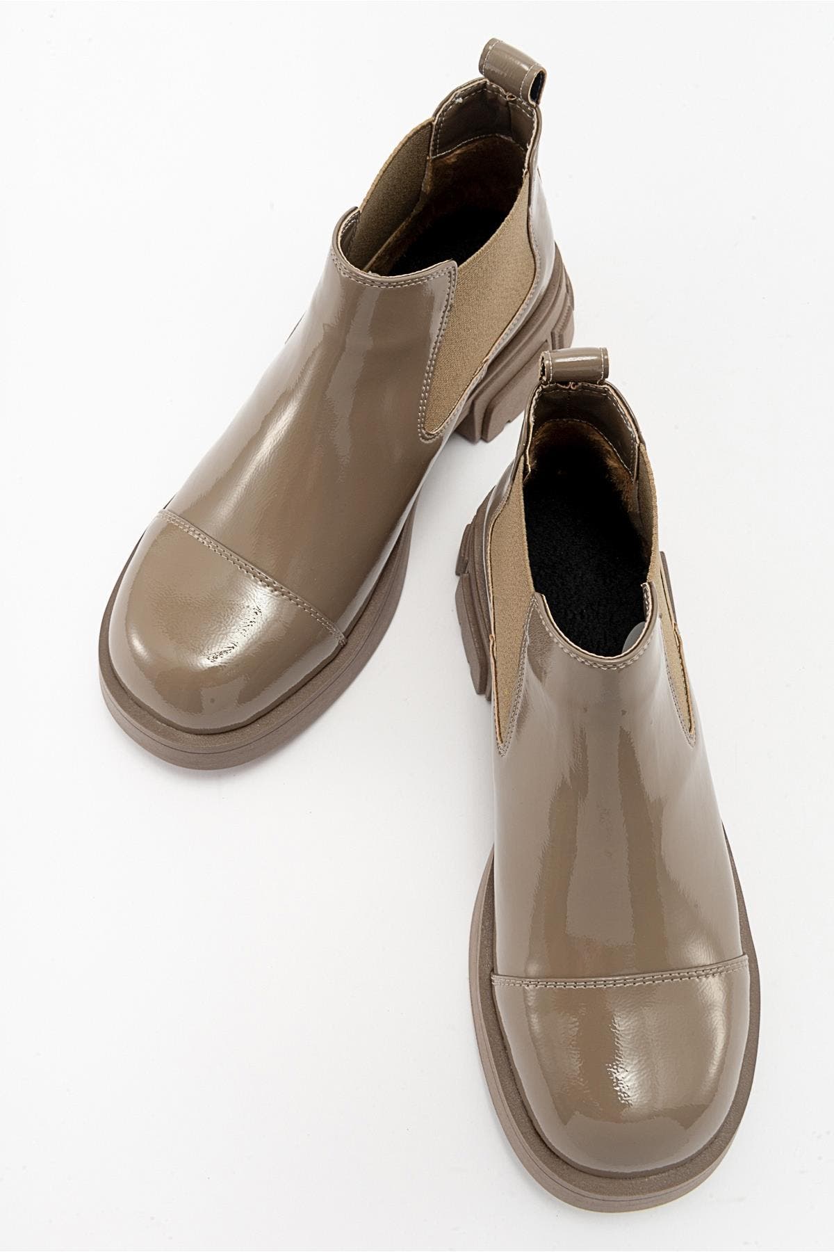 Cafune Patent Platform Boot, Alternate, color, Dark Beige Patent Faux Leather