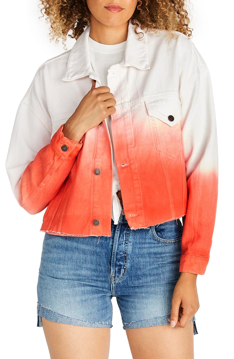 ÉTICA Elena Dip Dye Crop Denim Jacket, Main, color, 