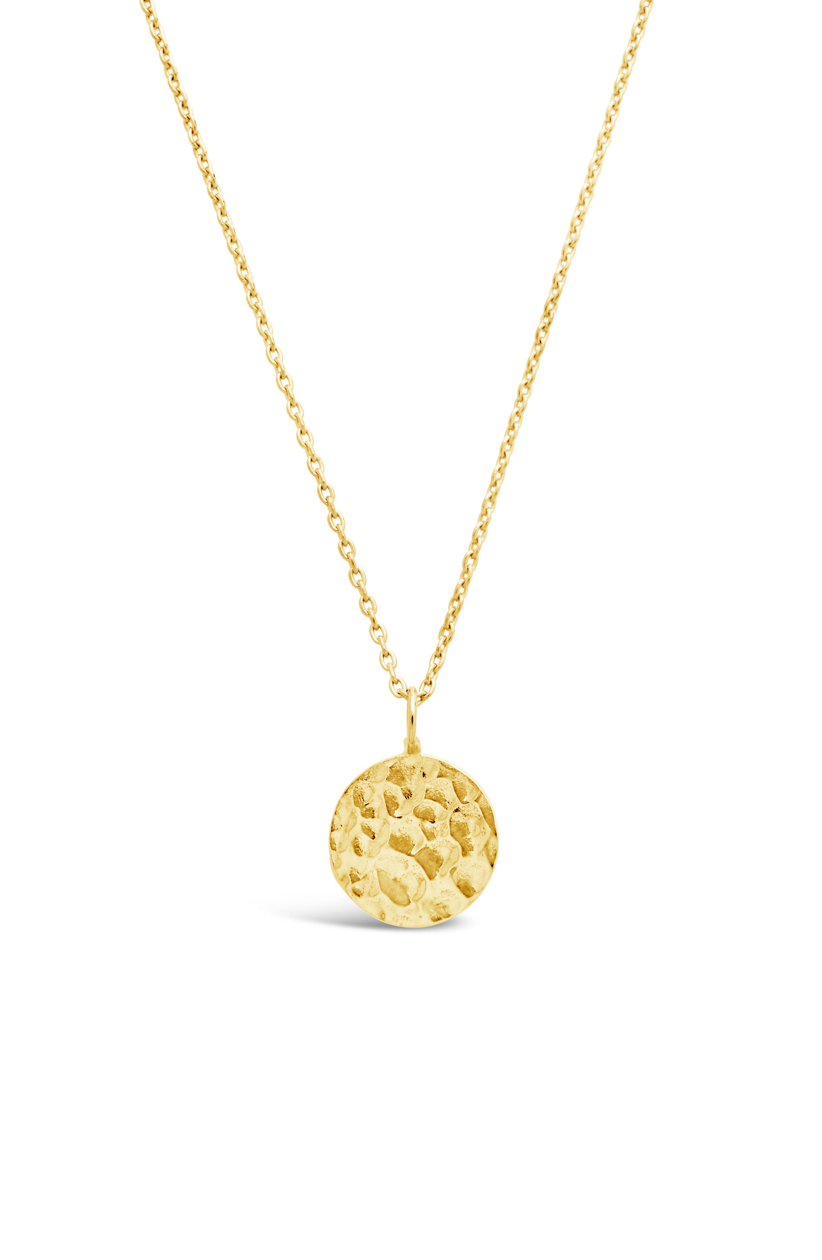 Sterling Forever 14K Yellow Gold Vermeil Hammered Pendant Necklace