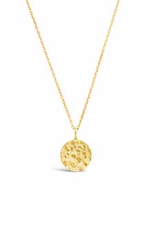 Sterling Forever 14K Yellow Gold Vermeil Hammered Pendant Necklace