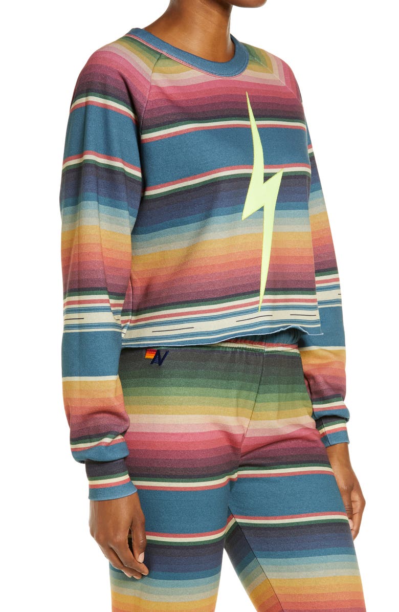 Aviator Nation Women's Serape Bolt Stitch Crop Sweatshirt, Alternate, color, 