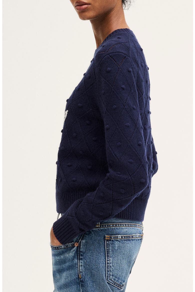 The Mila Merino Wool Crewneck, Alternate, color, IVORY AND NAVY SWAN