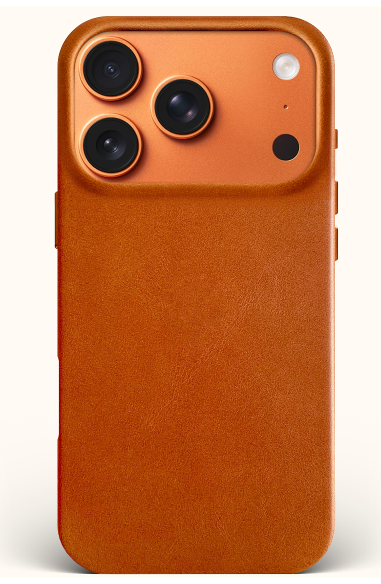 Bluebonnet The Minimalist iPhone 17 Pro Max Leather MagSafe Case, Main, color, Saddle Tan