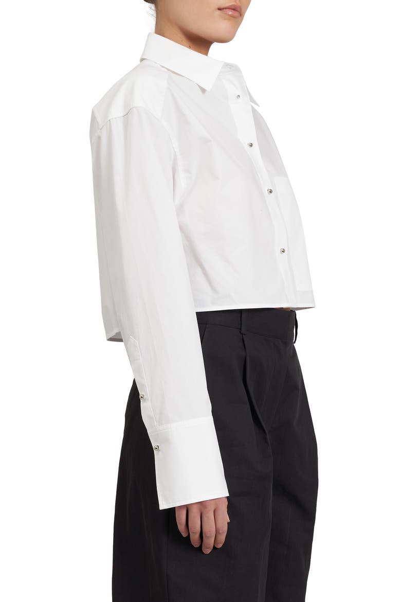 Layne Crop Button-Up Shirt, Alternate, color, BRIGHT WHITE