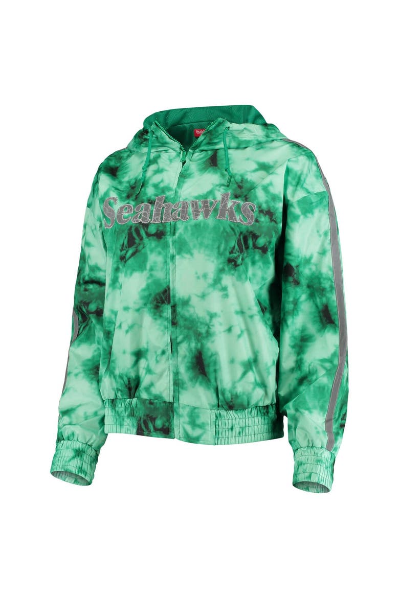 Women's Mitchell & Ness Neon Green Seattle Seahawks Galaxy Full-Zip Windbreaker Hoodie Jacket, Alternate, color, Neon Green