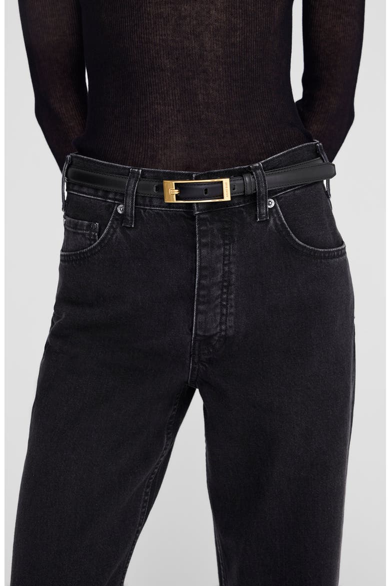 Elly Smooth Leather Belt, Alternate, color, Black