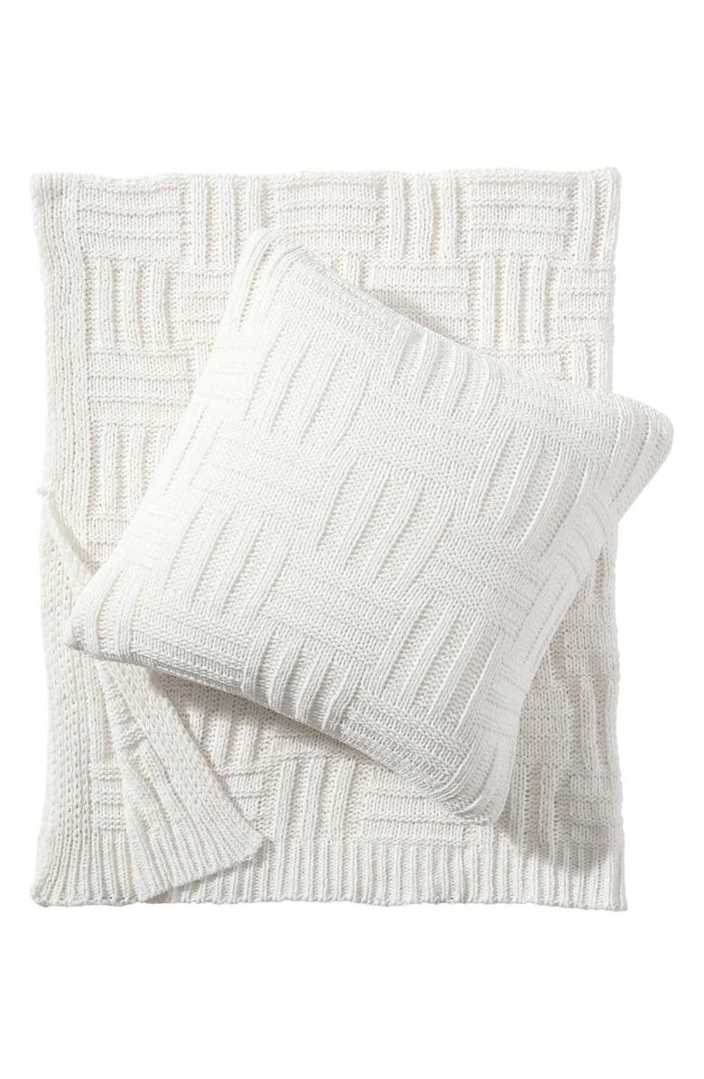 Tommy Bahama Chain Basket Chenille Knit Throw, Alternate, color, White