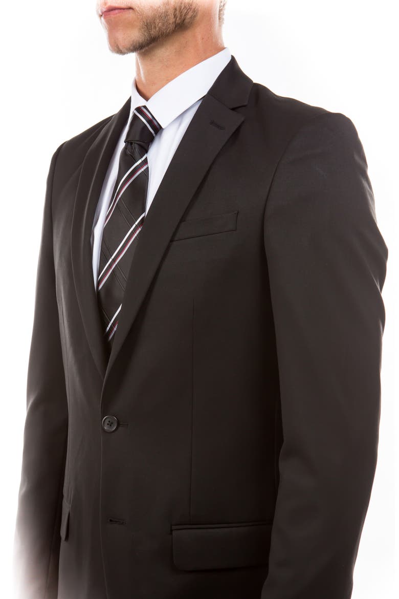 Solid Two Button Notch Lapel Suit Separate Jacket, Alternate, color, BLACK