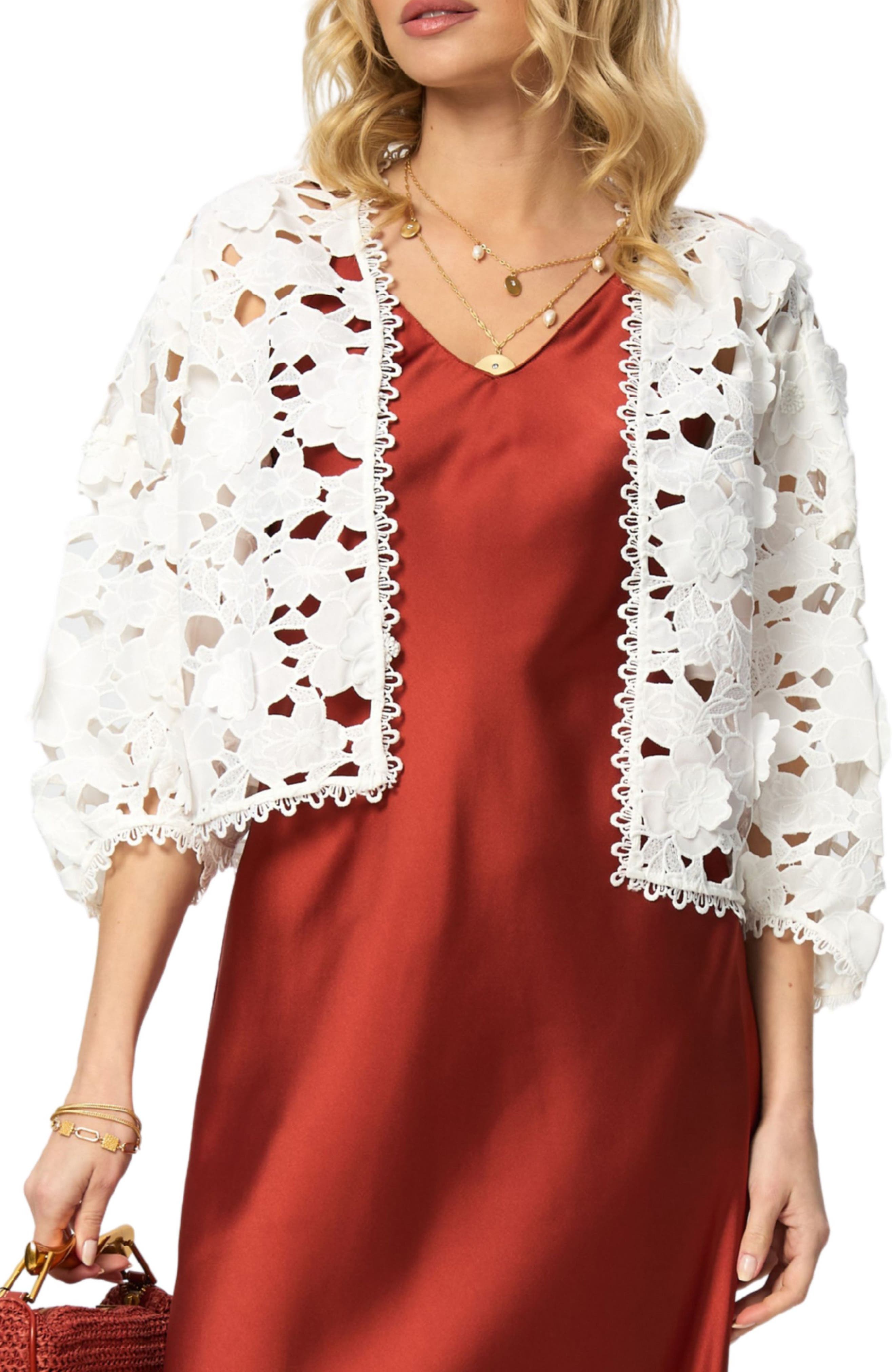SAACHI Floral Lace Cutout Bolero Cardigan