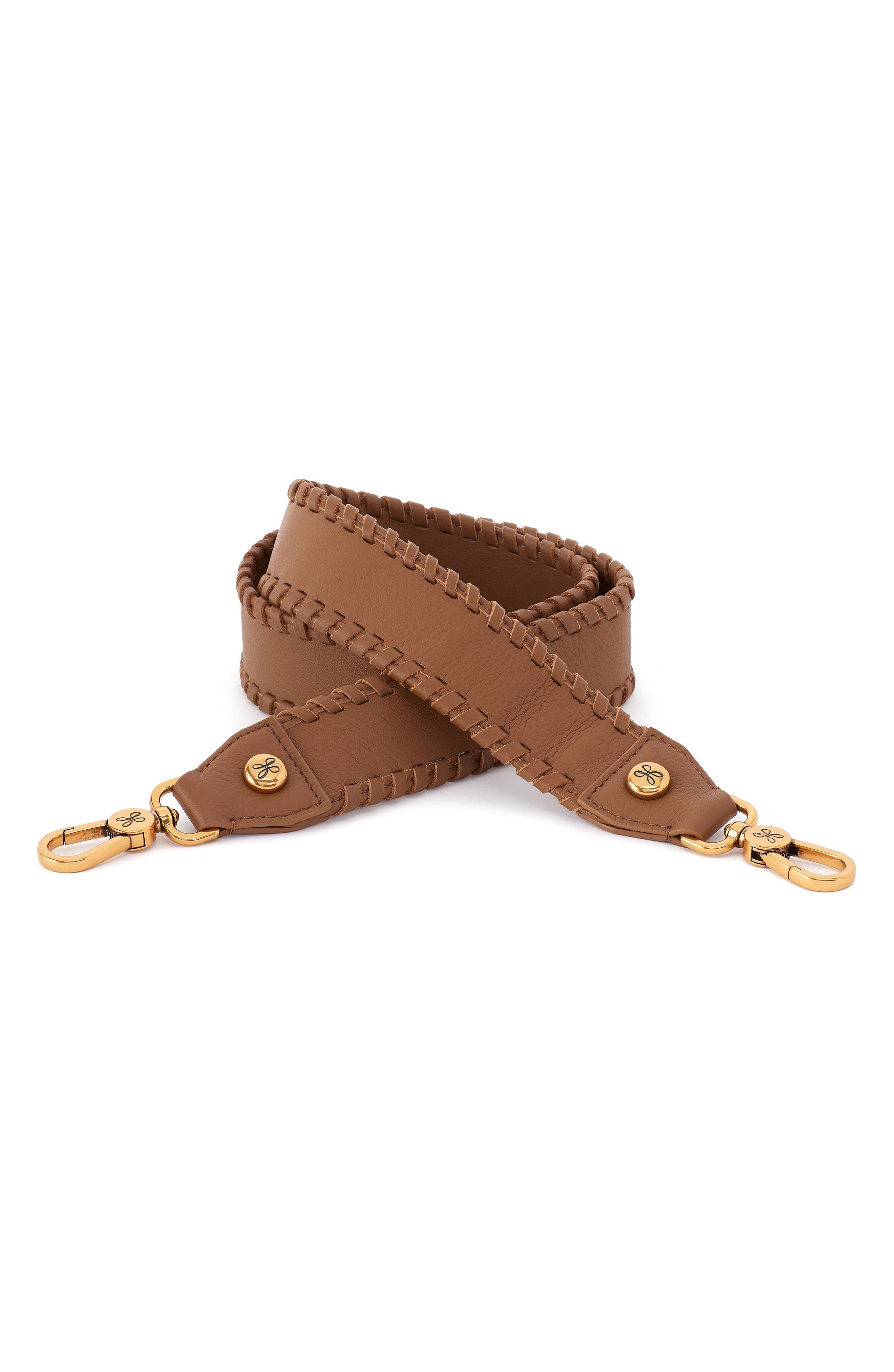 HOBO Leather Whipstitch Bag Strap, Main, color, Timber Brown