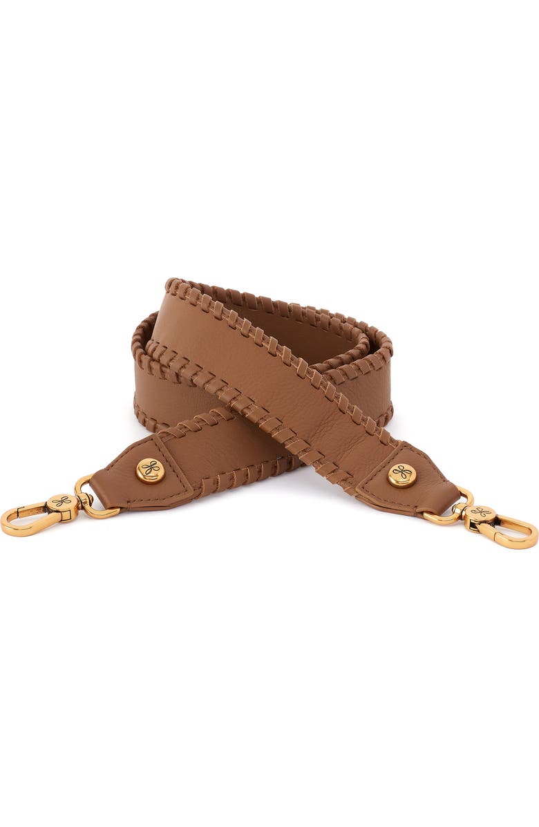 HOBO Leather Whipstitch Bag Strap, Main, color, Timber Brown