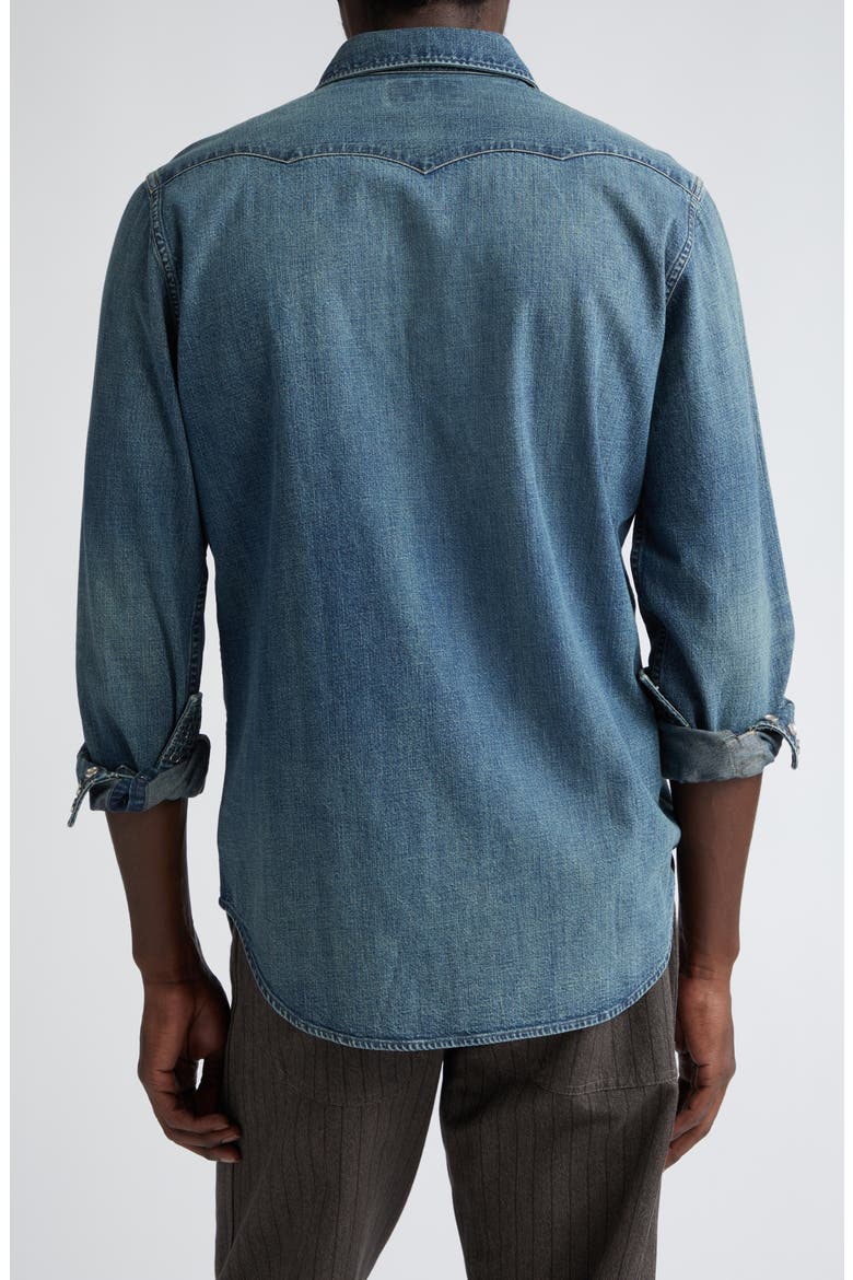 Buffalo West Slim Fit Denim Western Snap-Up Shirt, Alternate, color, DARK WASH