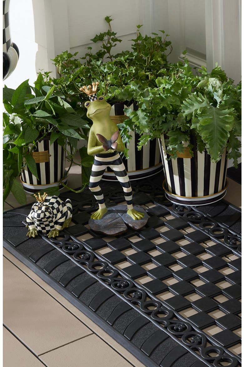 Courtly Stripe Stripe Set of 3 Pots & Saucers, Alternate, color, BLACK