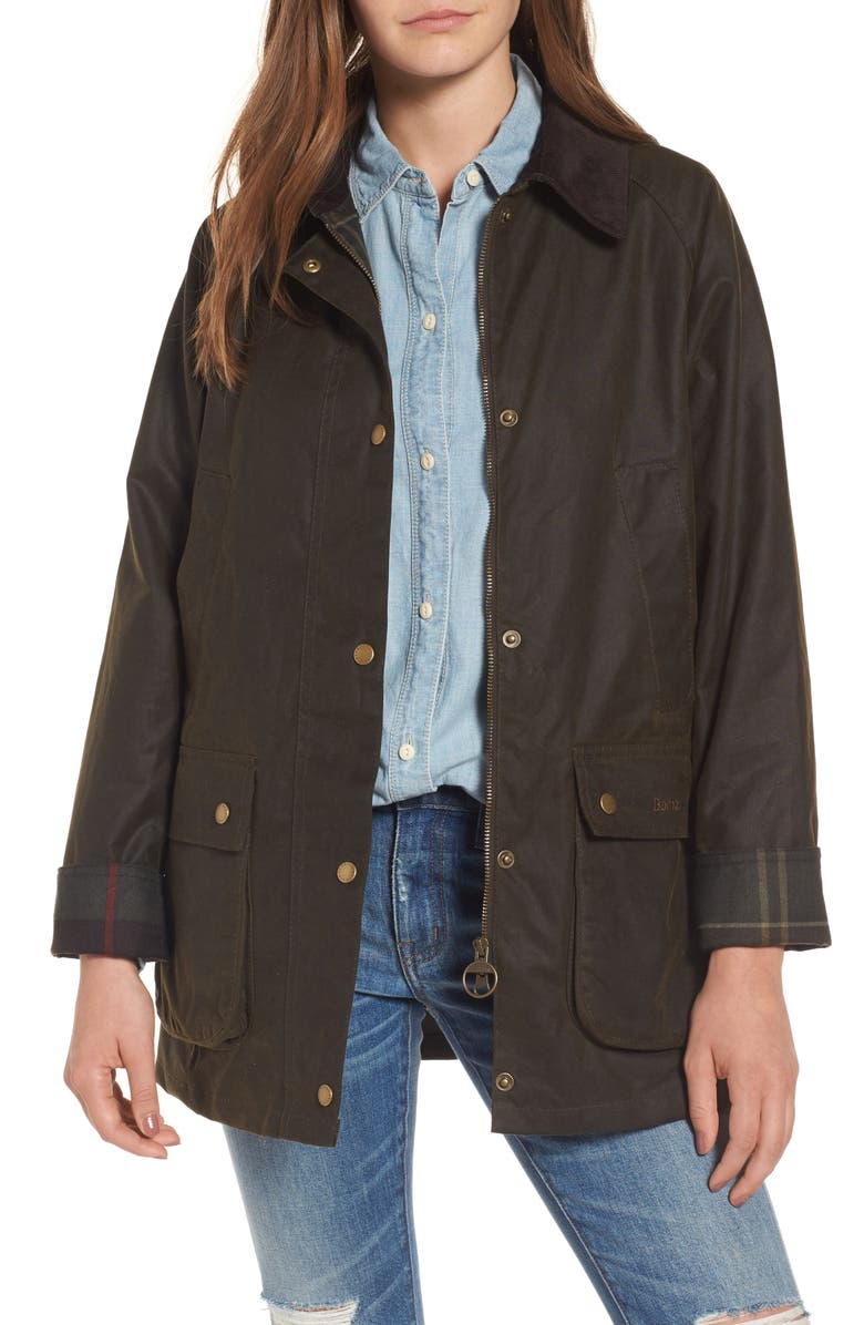 Barbour Acorn Waxed Jacket, Main, color, 