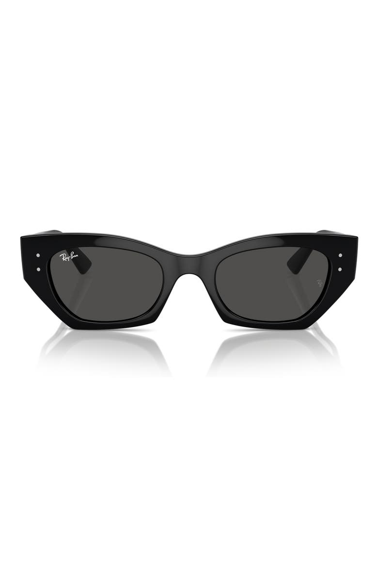 Zena 52mm Geometric Sunglasses, Alternate, color, BLACK / BLACK