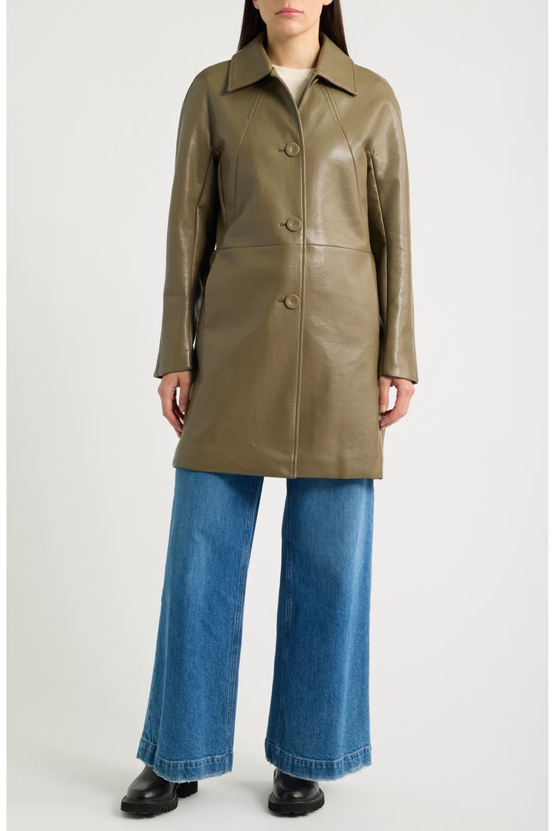 Recycled Leather Jacket, Alternate, color, MUTED KHAKI