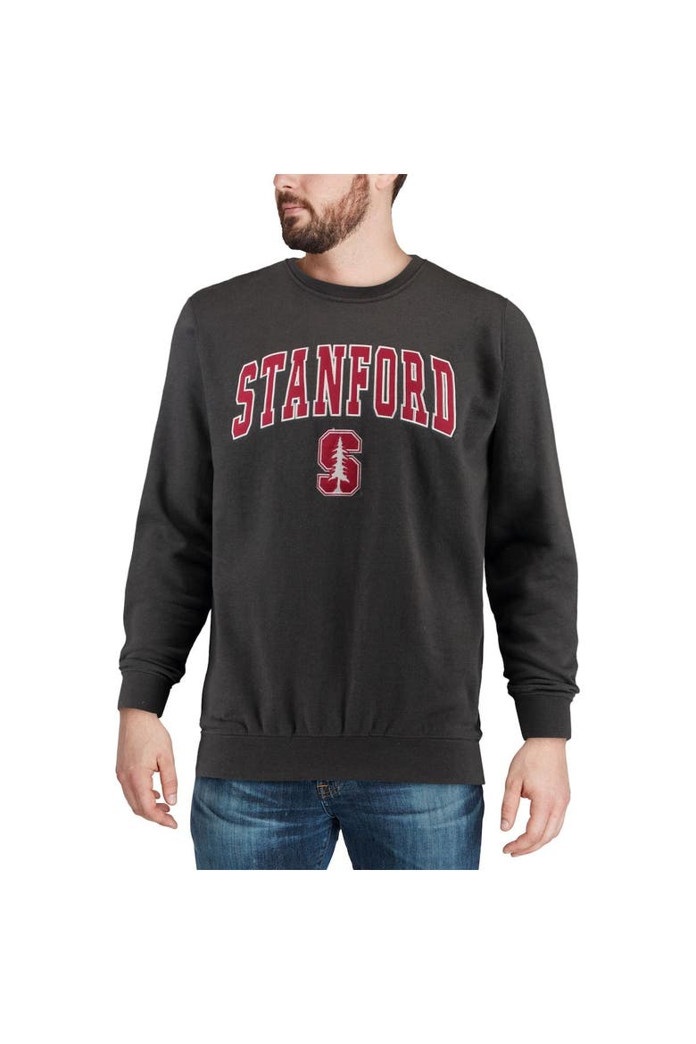 Men's Colosseum Charcoal Stanford Cardinal Arch & Logo Crew Neck Sweatshirt, Alternate, color, Charcoal