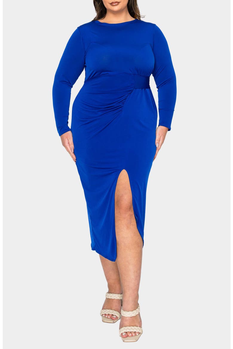 Estelle Ruched Body-Con Midi Dress, Main, color, ROYAL
