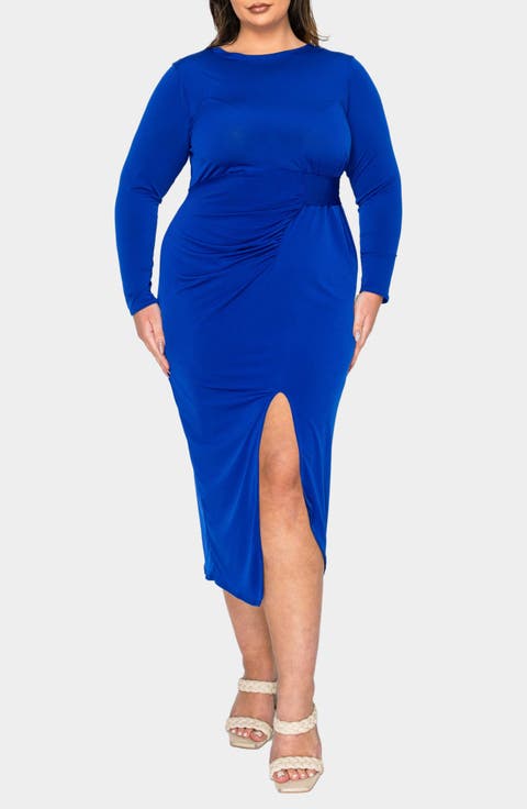 Estelle Ruched Body-Con Midi Dress (Plus)