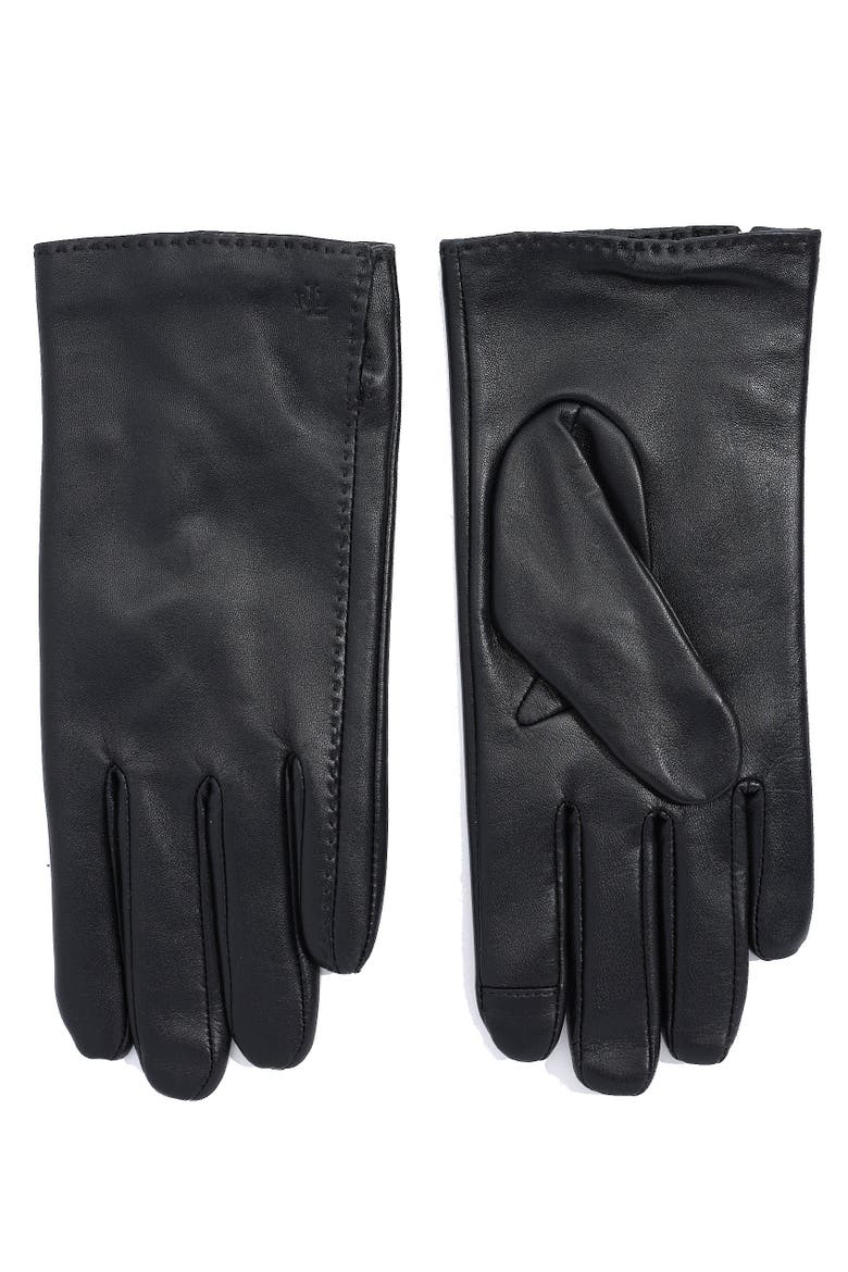 side vent leather touch glove, Alternate, color, black