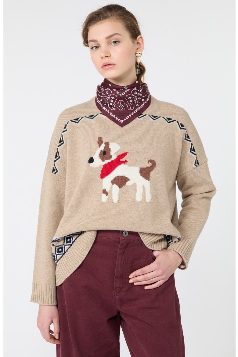 Pavidi Intarsia Virgin Wool Sweater, Alternate, color, SAND