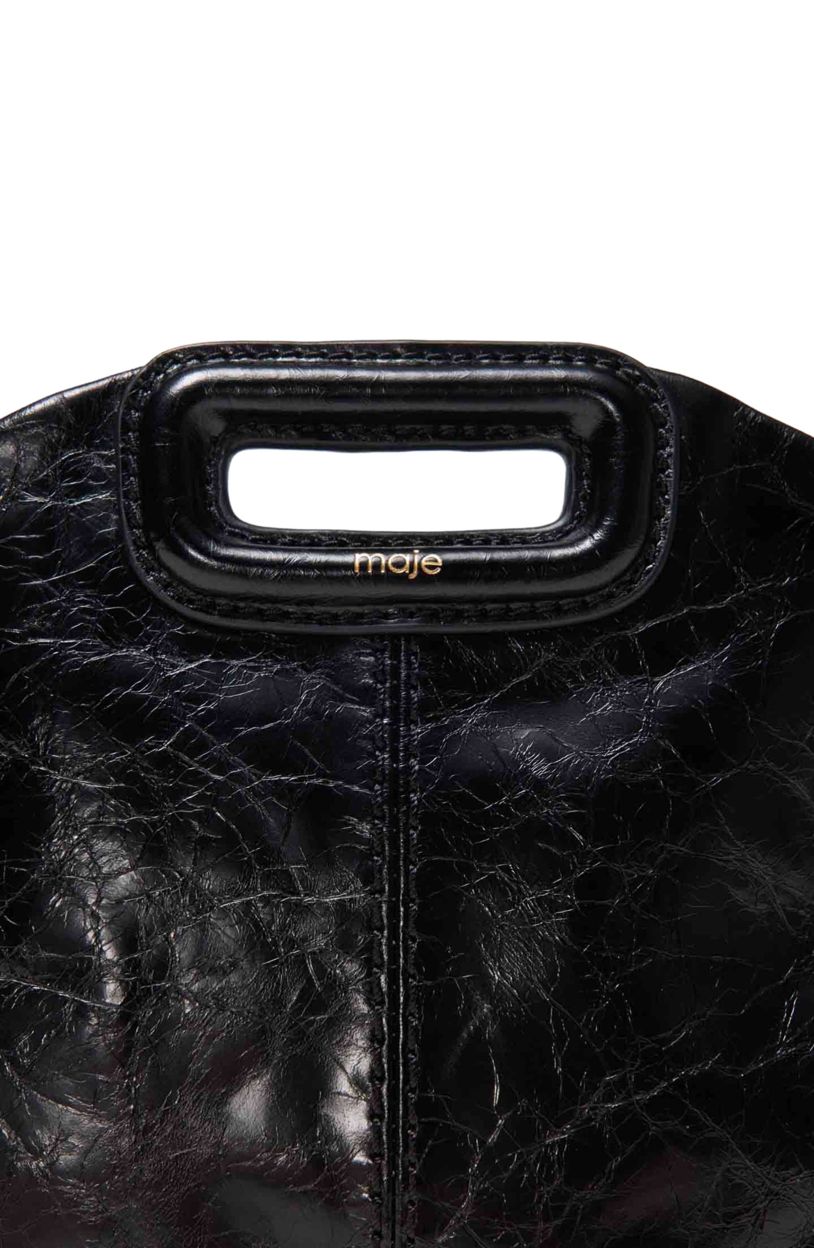 maje Miss M mini cracked leather bag, Alternate, color, Black