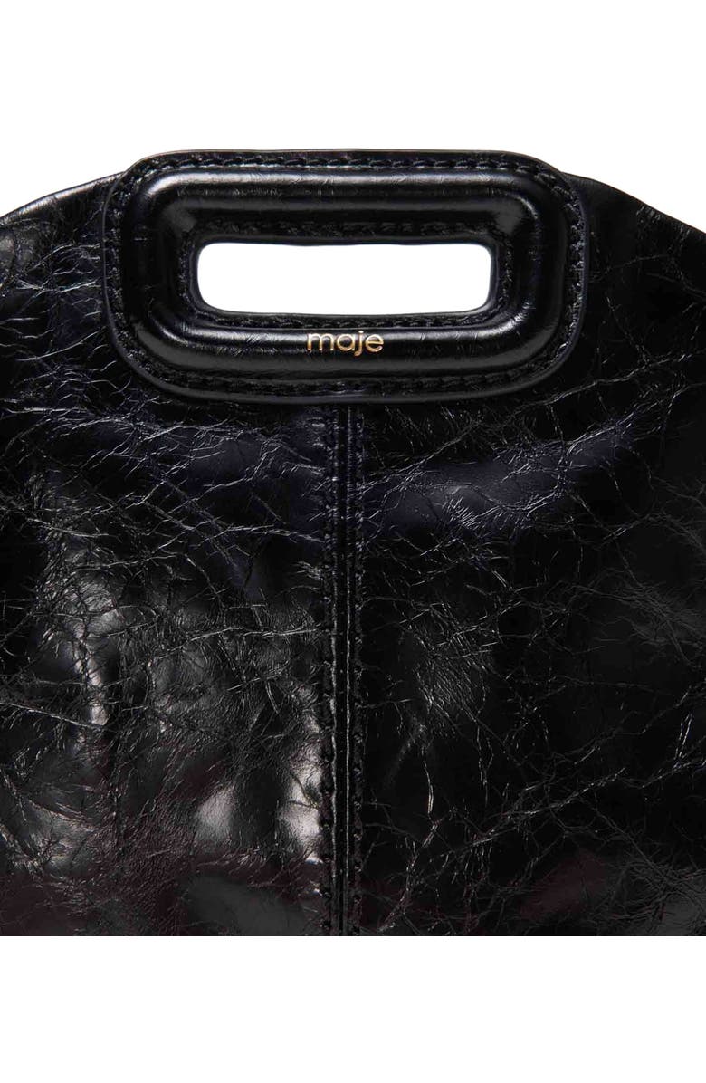 maje Miss M mini cracked leather bag, Alternate, color, Black