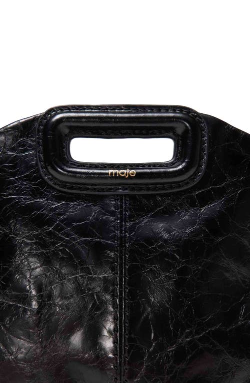 Maje Miss M Mini Cracked Leather Bag In Black