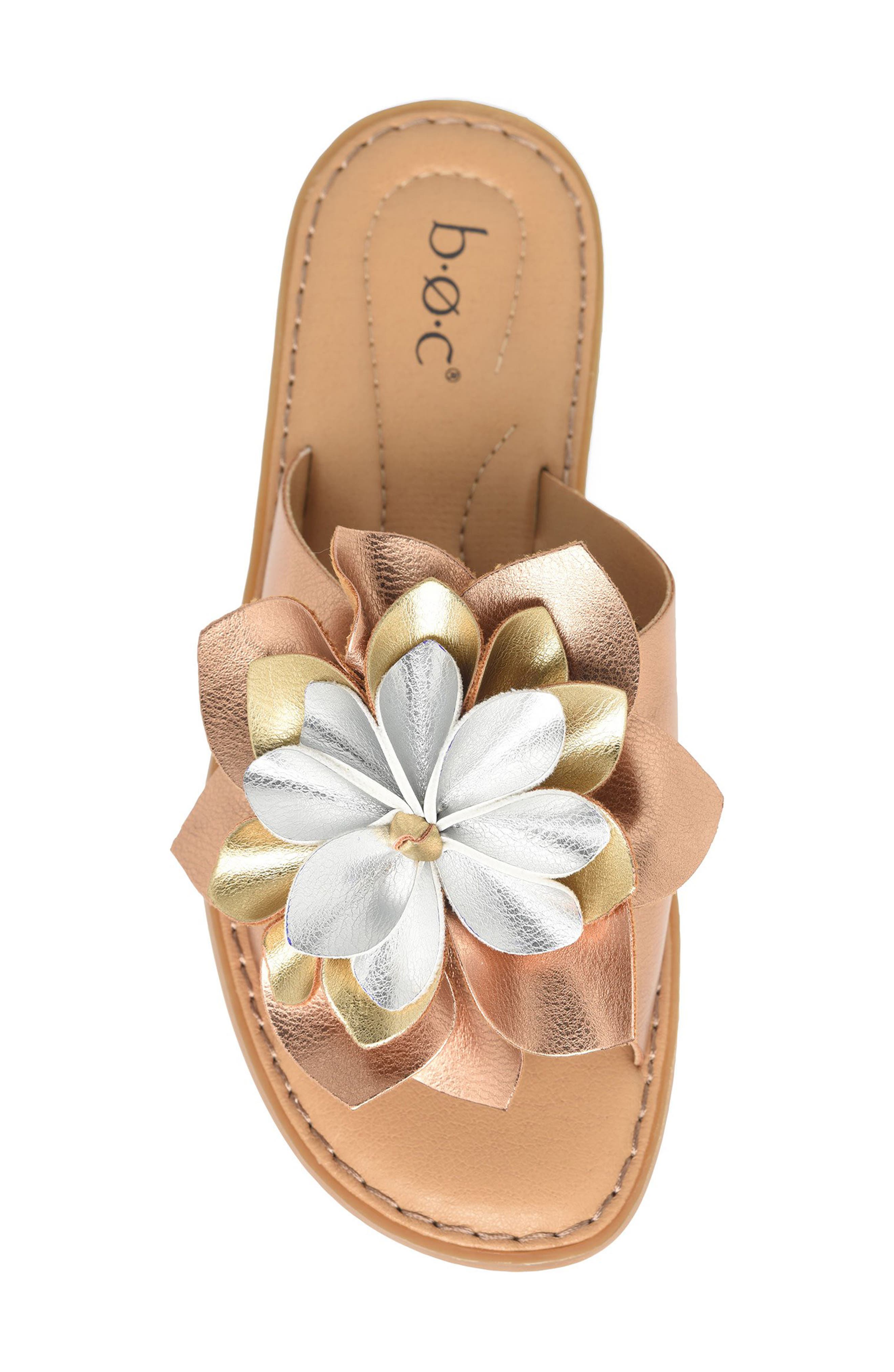 B O C BY BØRN Kasia Flower Slide Sandal, Alternate, color, Rose Gold Combo