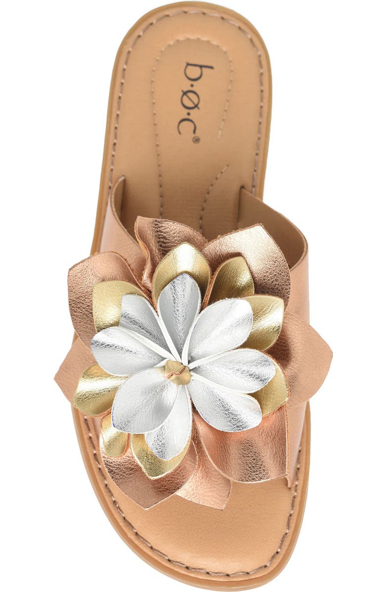 B O C BY BØRN Kasia Flower Slide Sandal, Alternate, color, Rose Gold Combo