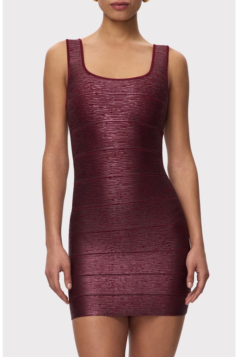 The Gabriella Metallic Bandage Minidress, Alternate, color, DARK RED FOIL