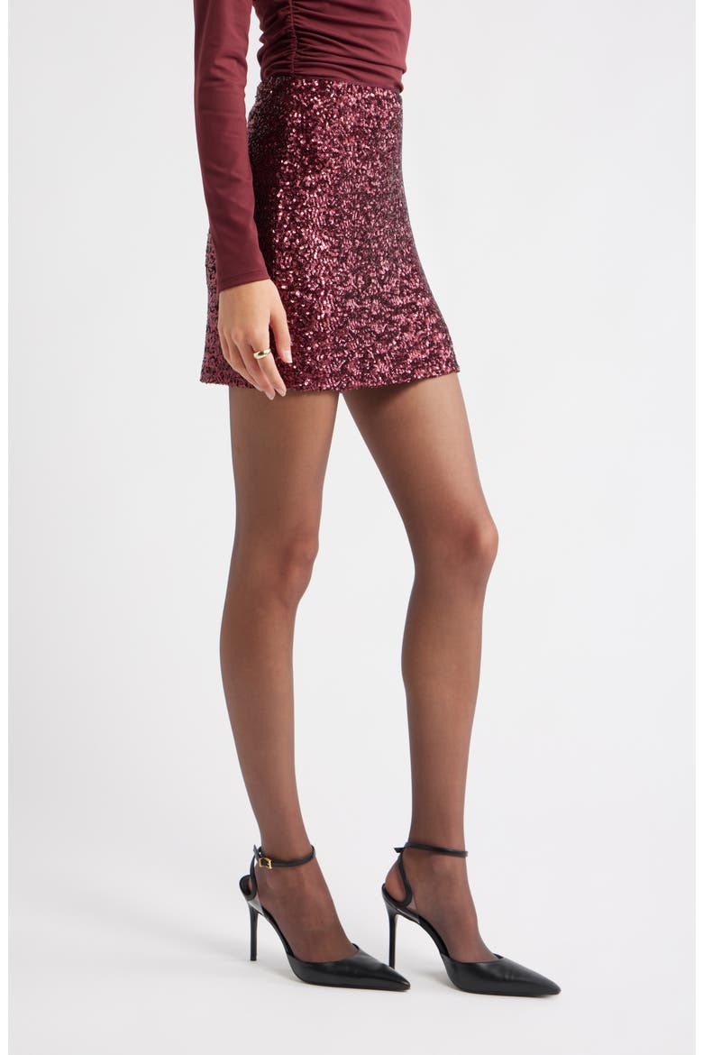 Sequin Miniskirt, Alternate, color, BURGUNDY TANNIN