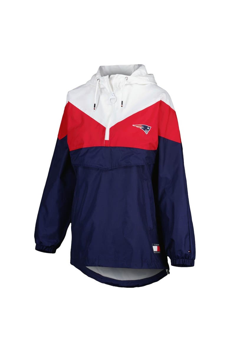Tommy Hilfiger Women's Tommy Hilfiger White/Red New England Patriots Staci Half-Zip Hoodie Windbreaker Jacket, Alternate, color, White